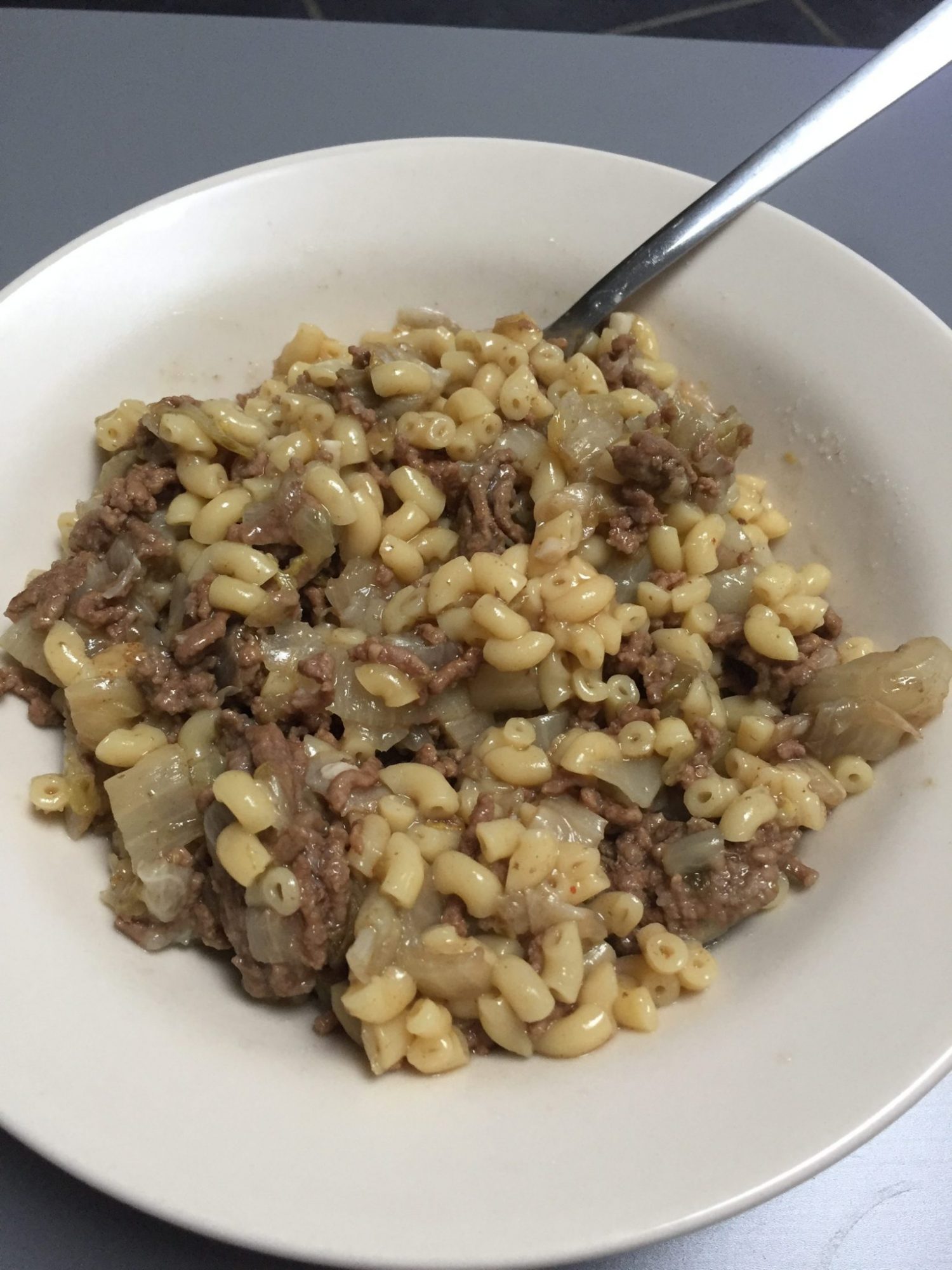 Pasta, endives and ground meat