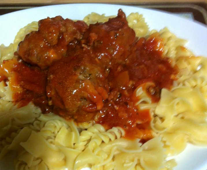 Homemade beef meatball and tomato sauce