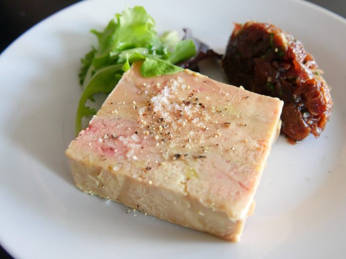 Chunk of goose liver with figs