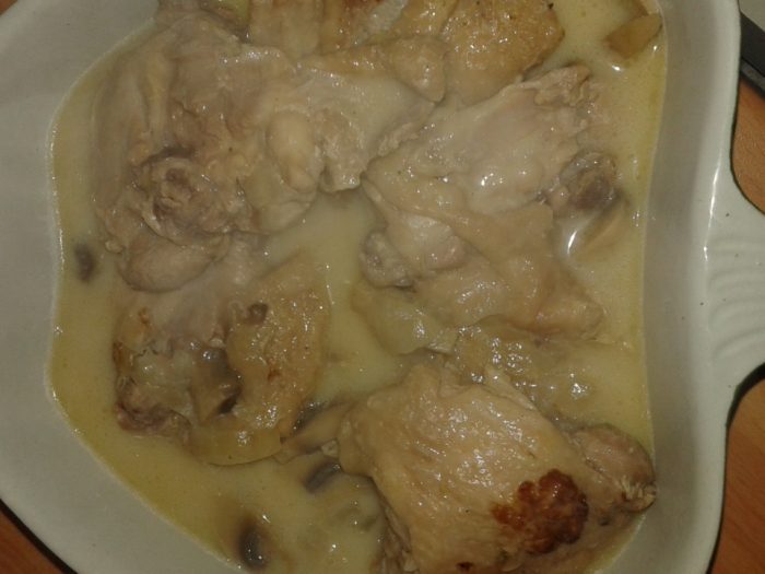 Chicken thighs and mushrooms