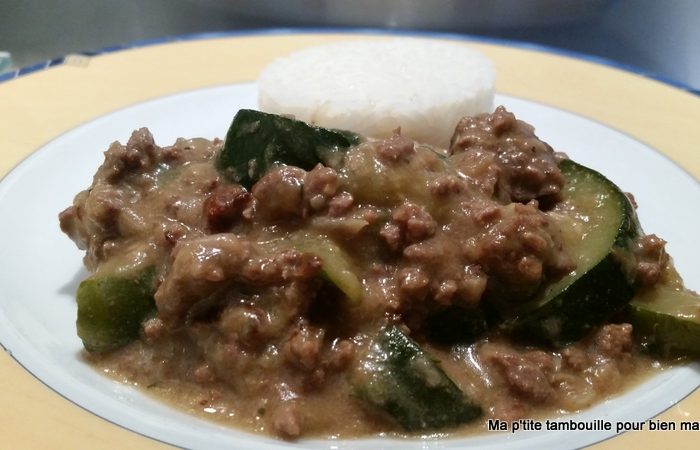 Zucchini, beef and runny French cheese (cancoillotte)