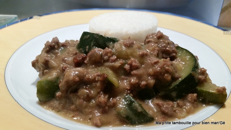 Zucchini, beef and runny French cheese (cancoillotte)