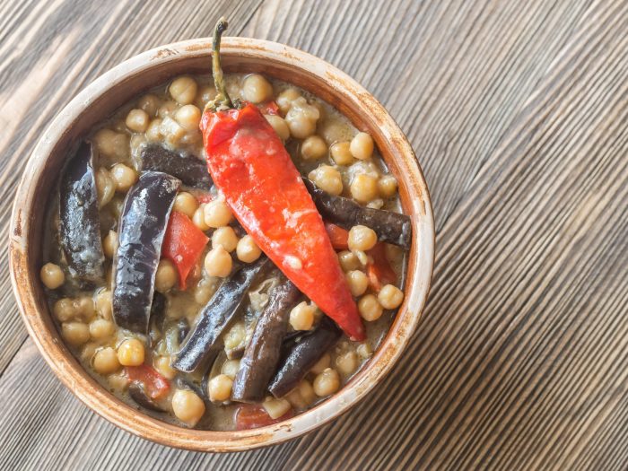 Eggplant curry with chickpeas