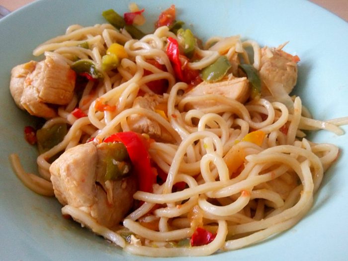 Noodles and chicken