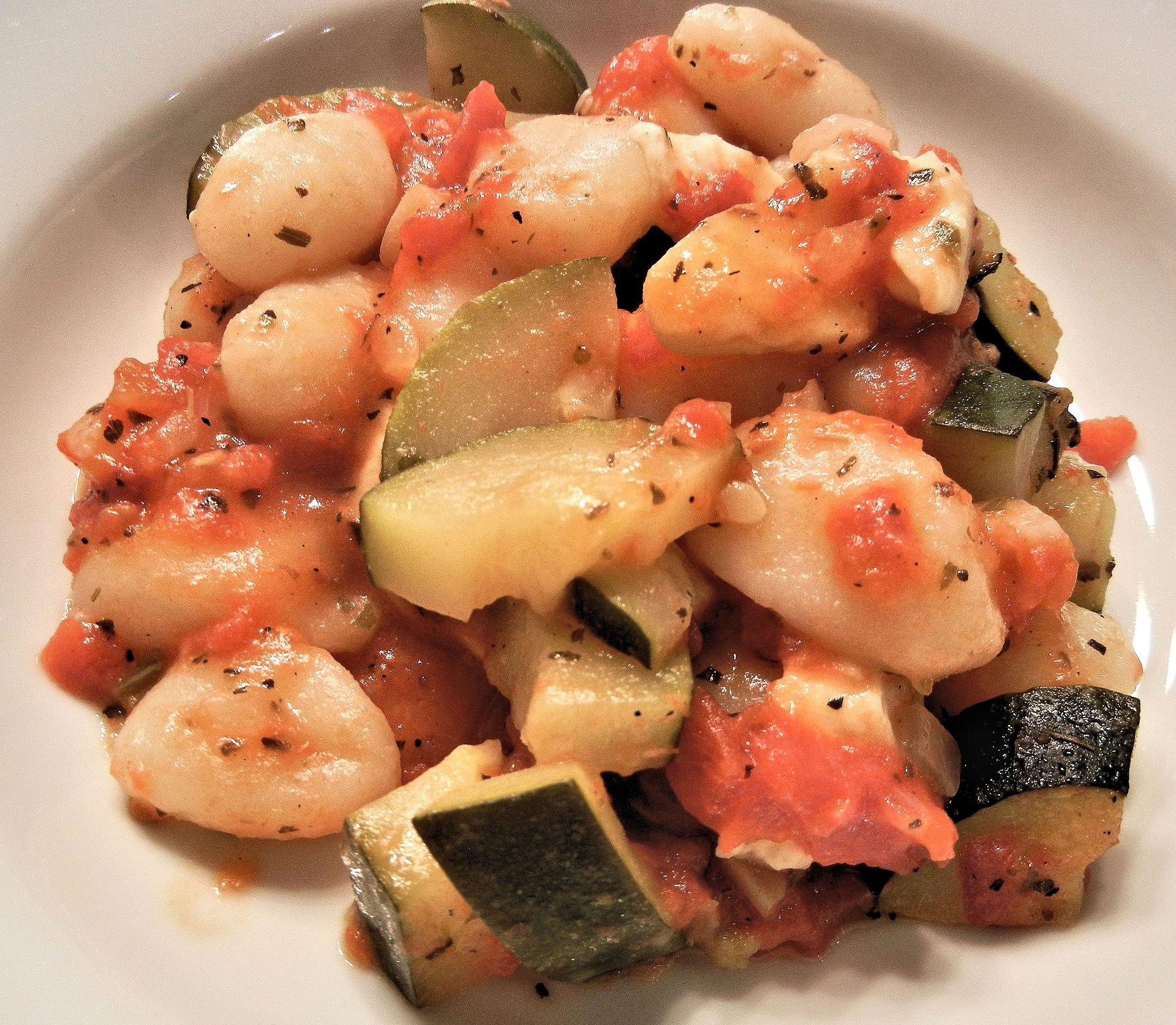 Saffron gnocchi and vegetables