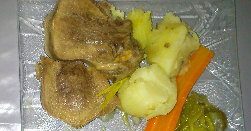 Beef tongue and vegetables