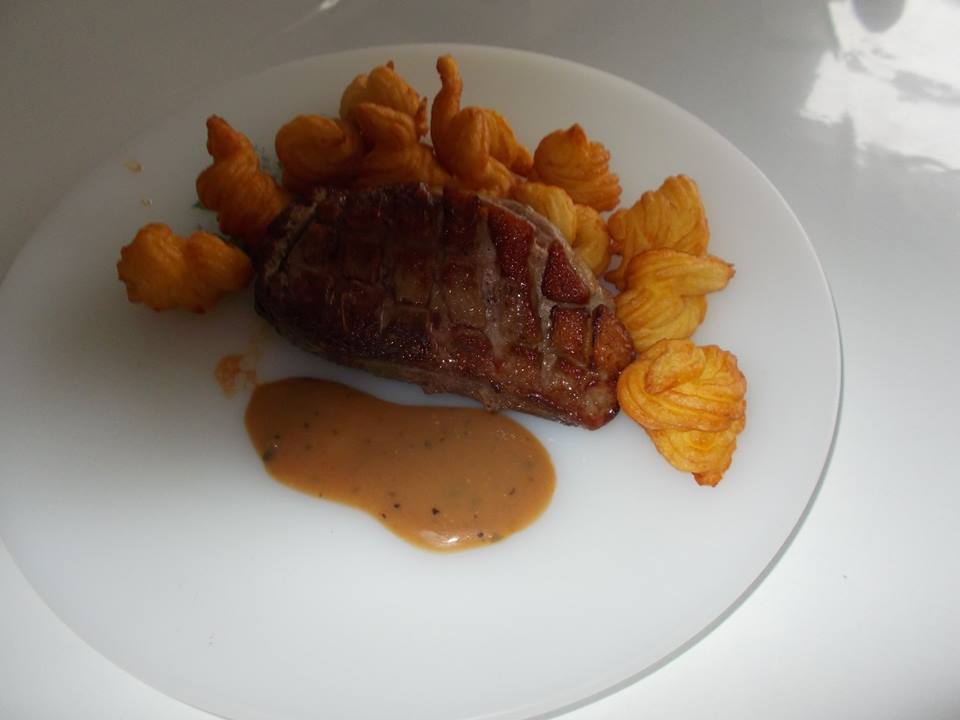 Duck breast and pepper sauce