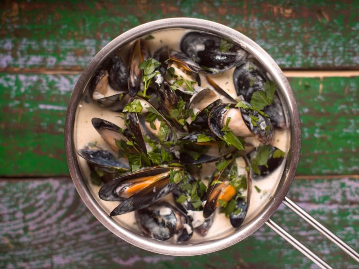 Mussels and Roquefort