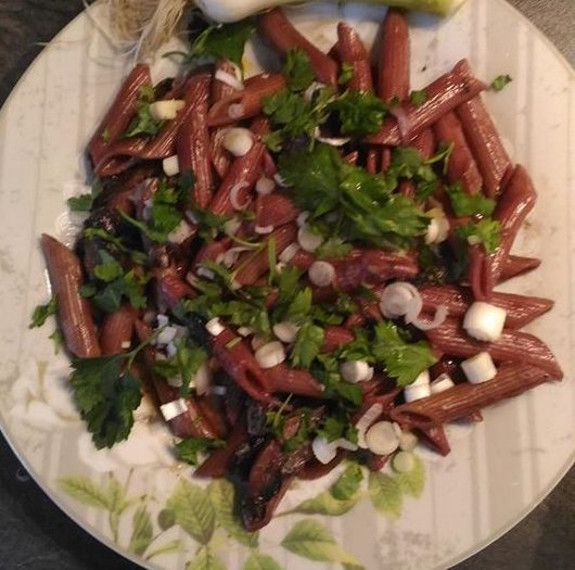 Penne pasta with red wine