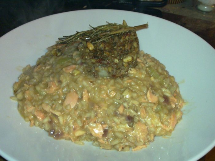 Risotto with smoke trout