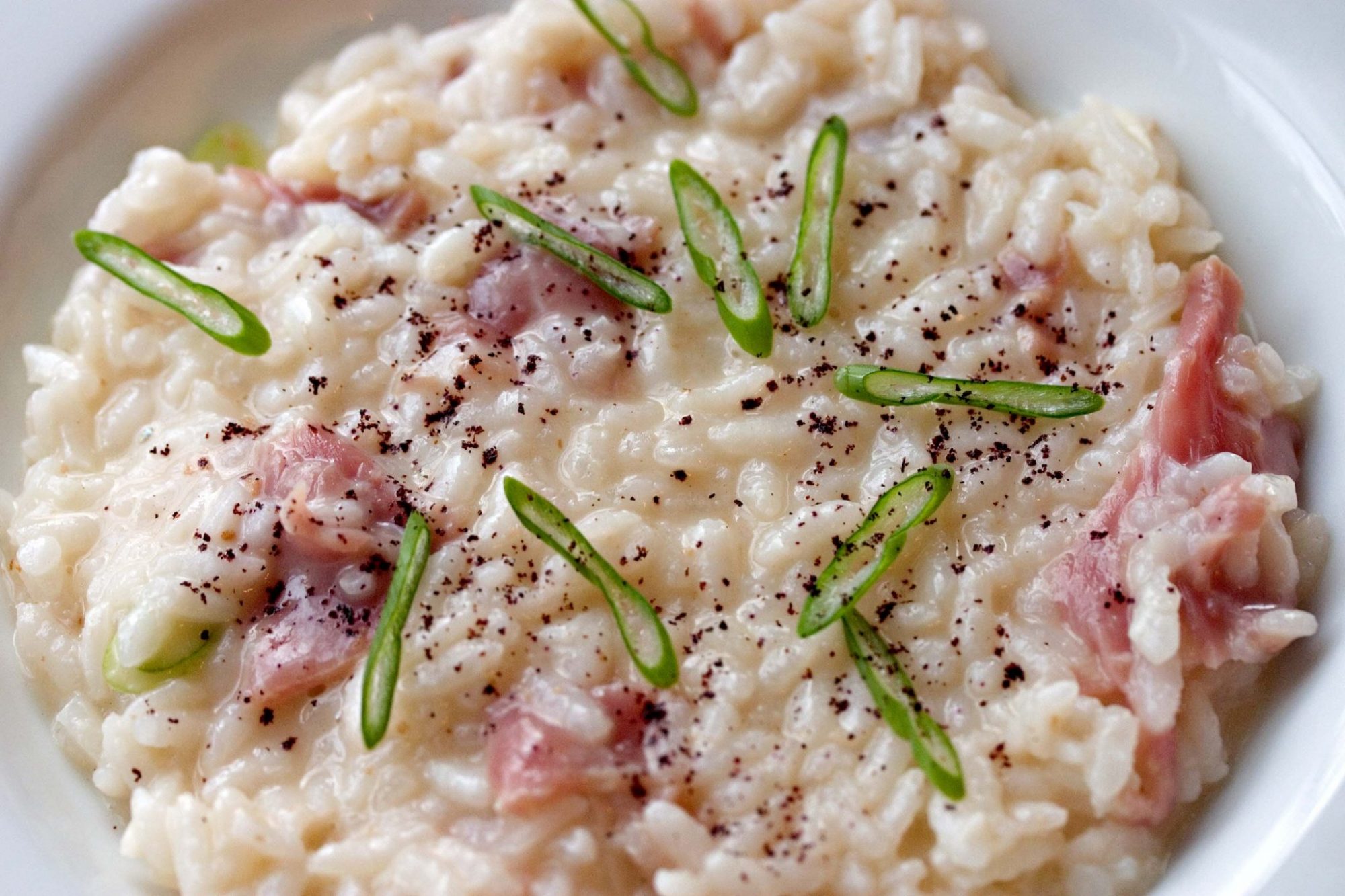 Risotto with cheese and ham