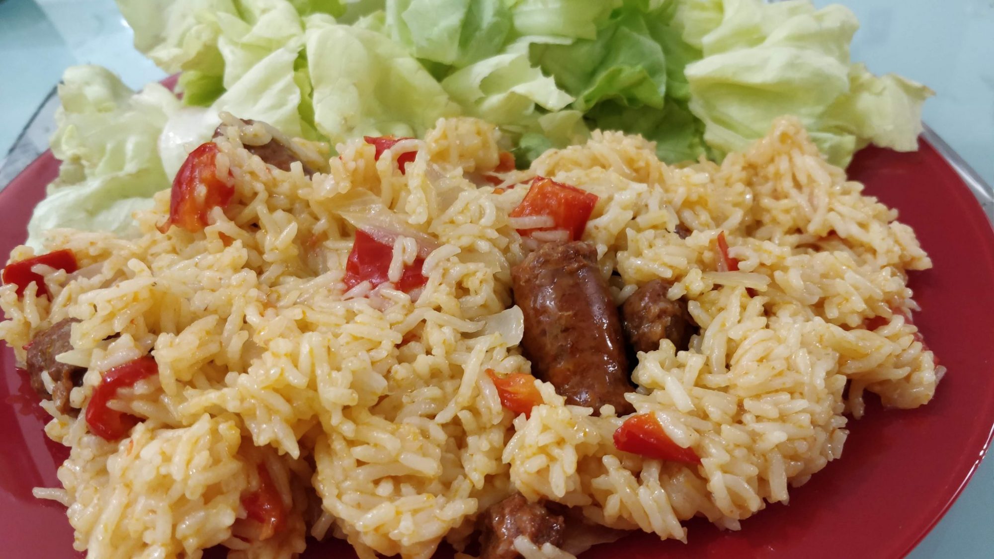Rice with merguez and pepper in a simple way