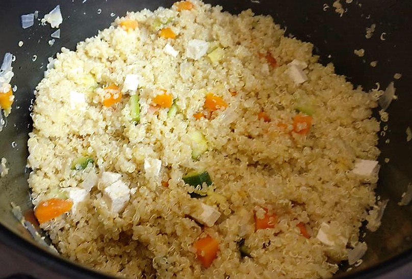 Quinoa with lentils, carrots, zucchini, and tofu from Bruno