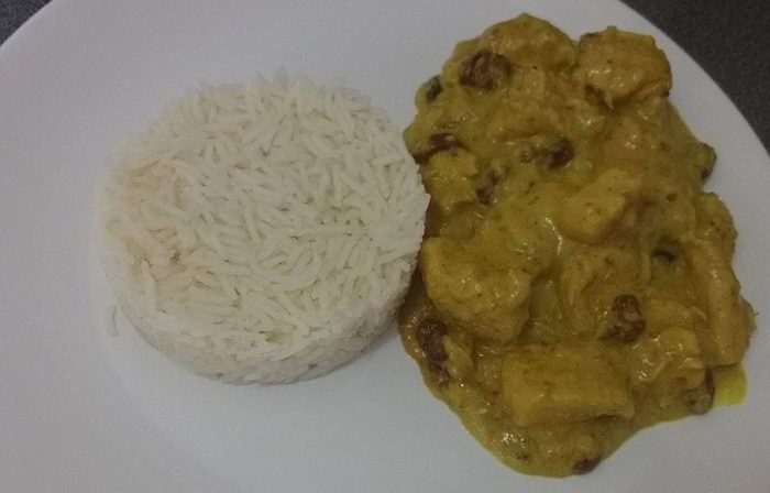 Colombo chicken with bananas