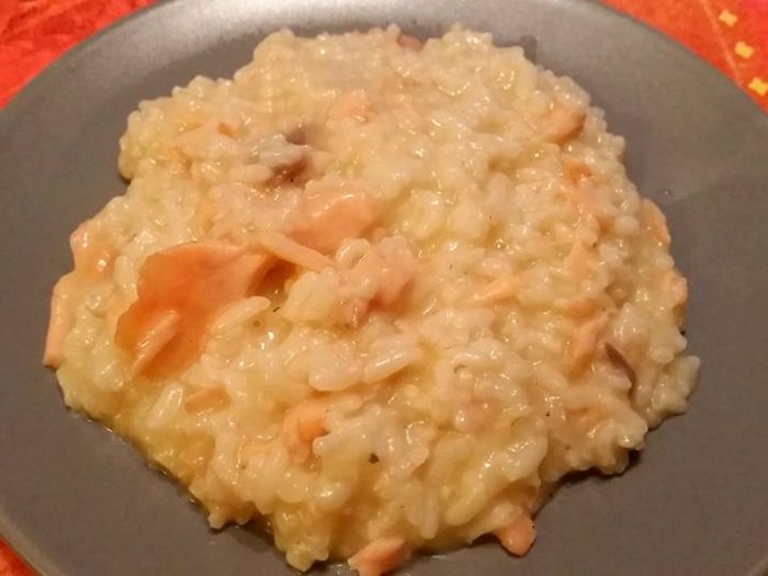 Risotto with smoke salmon