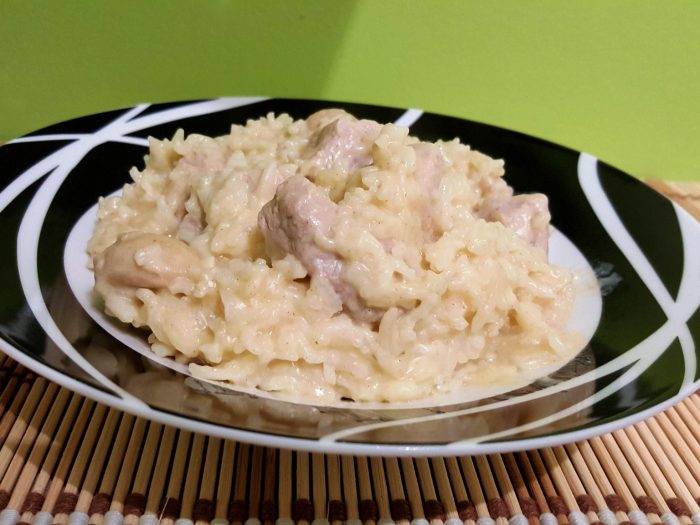 Risotto with pork and mustard