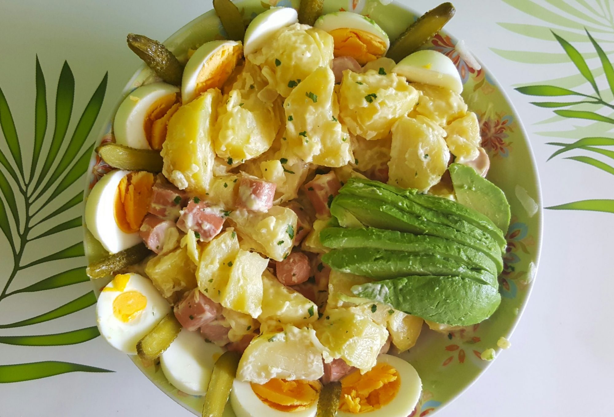 Potato salad with sausages