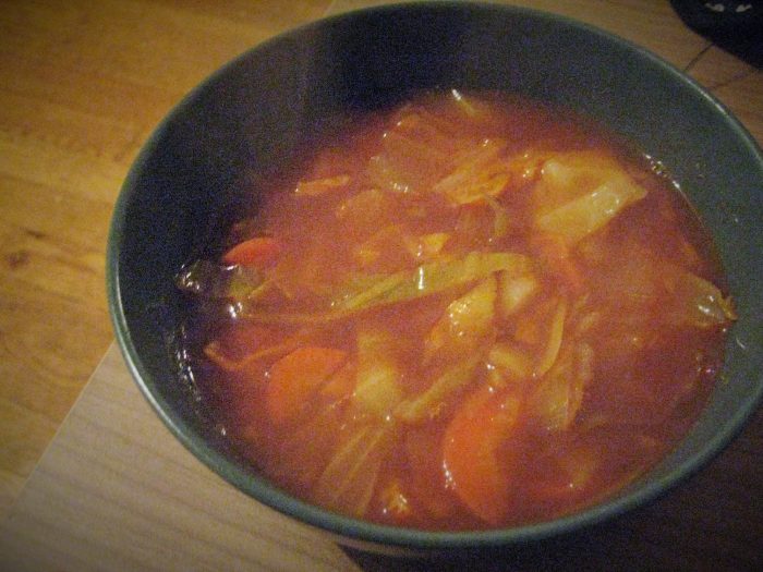 Cabbage soup and sausages