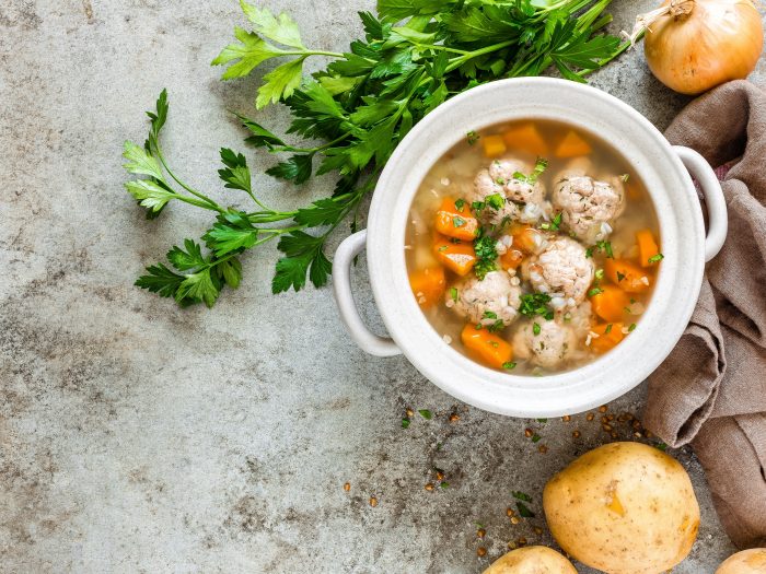 Buckwheat and meatball soup