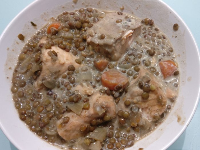 Lentils and salmon